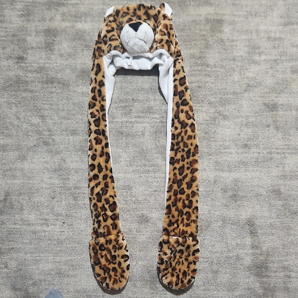 Leopard Print Animal Hat with Paws